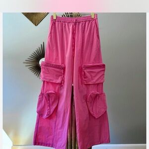 Zara Vibrant Pink Wide Leg Cargo Pants